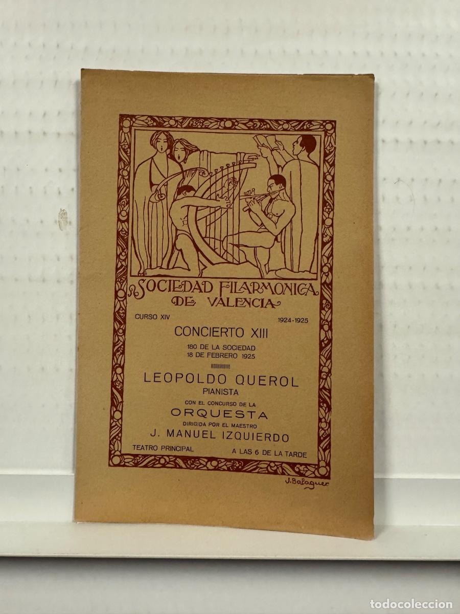 Collezionismo: Programa Sociedad Filarmonica de Valencia,Concierto XIII, A&ntilde;o 1925