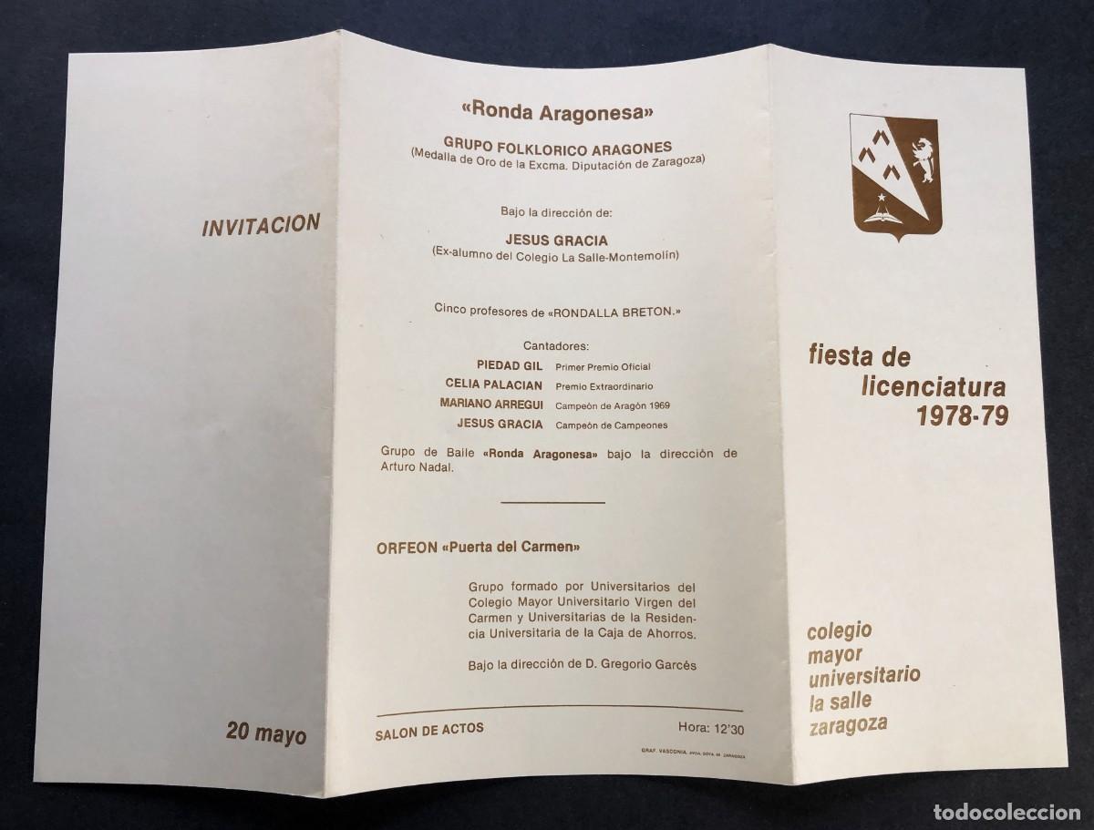 Collecting paper: PROGRAMA FIESTA DE LICENCIATURA / COLEGIO MAYOR LA SALLE CURSO 1978-79 / ZARAGOZA