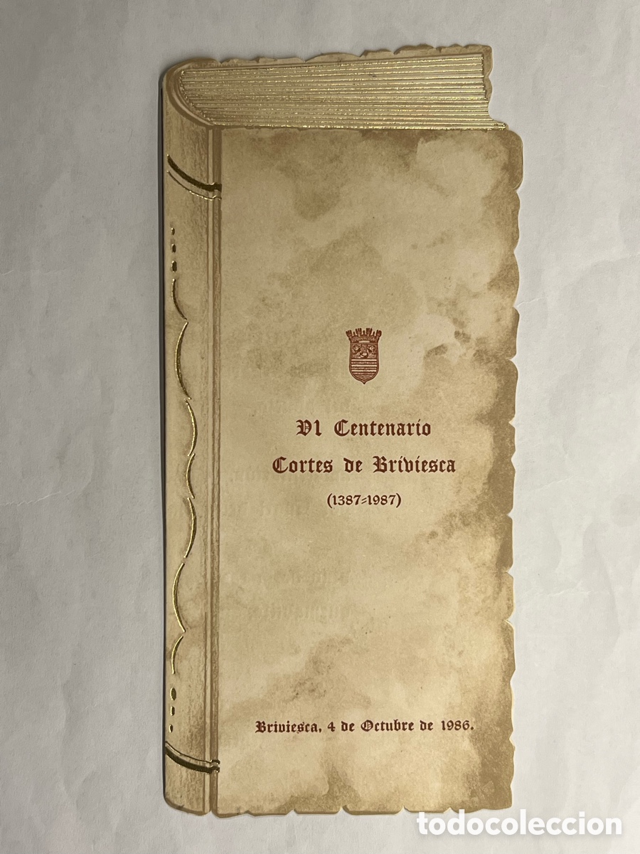 Coleccionismo: BRIVIESCA (Burgos) VI Centenario Cortes de Briviesca (1387-1987) Carta Men&uacute;.. D&iacute;ptico