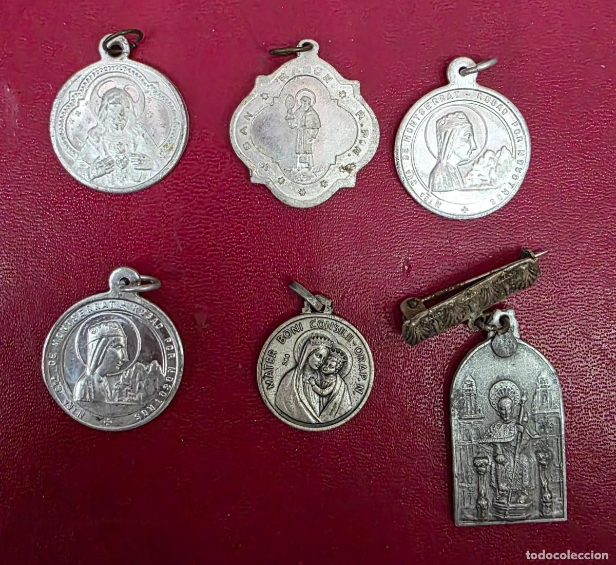 Collectionnisme: Lote de 6 Medallas Religiosas Antiguas &ndash; Varias Advocaciones y Metales