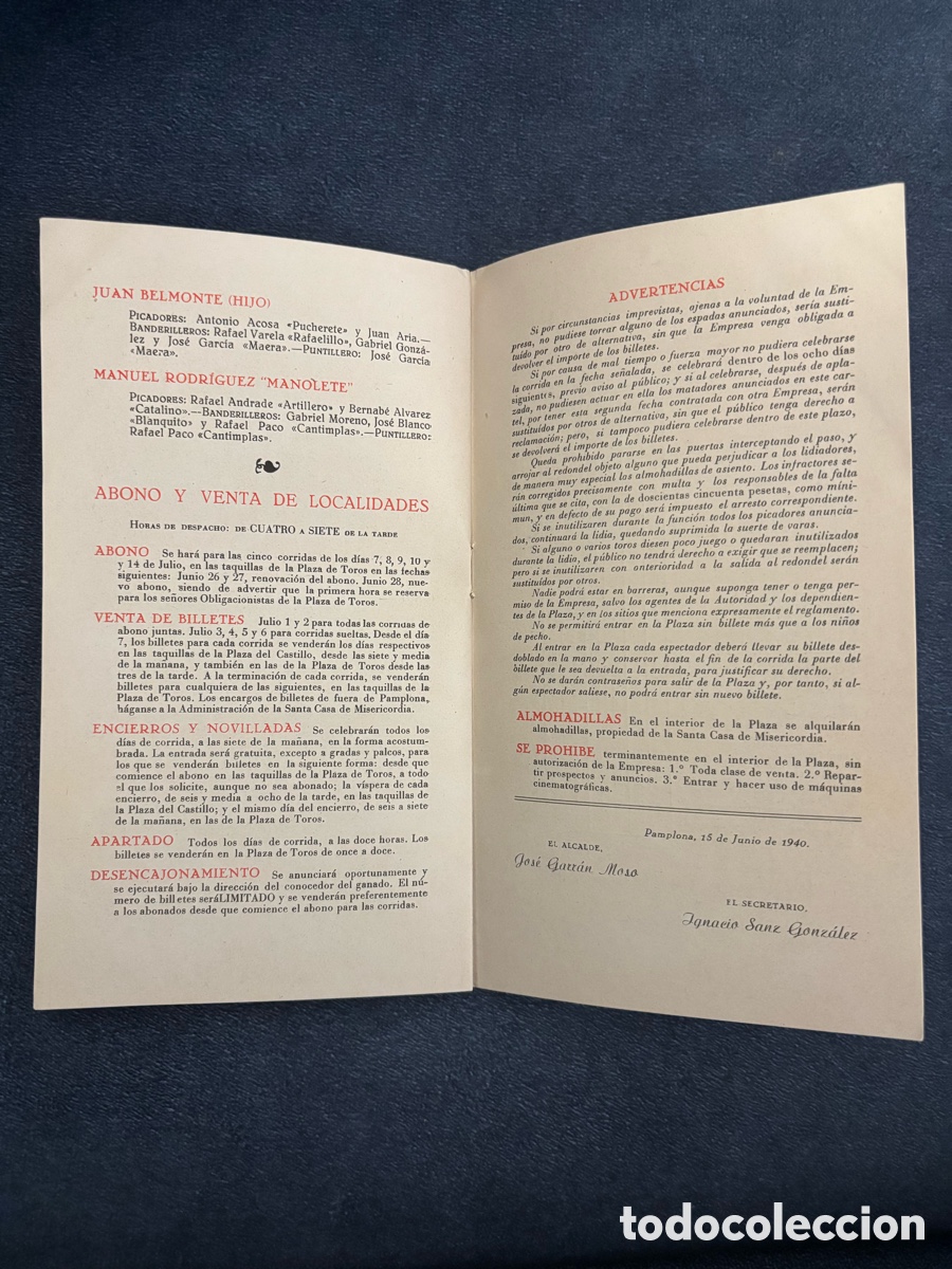 Coleccionismo: Programa de San Ferm&iacute;n 1940 - Pamplona - Foto 8