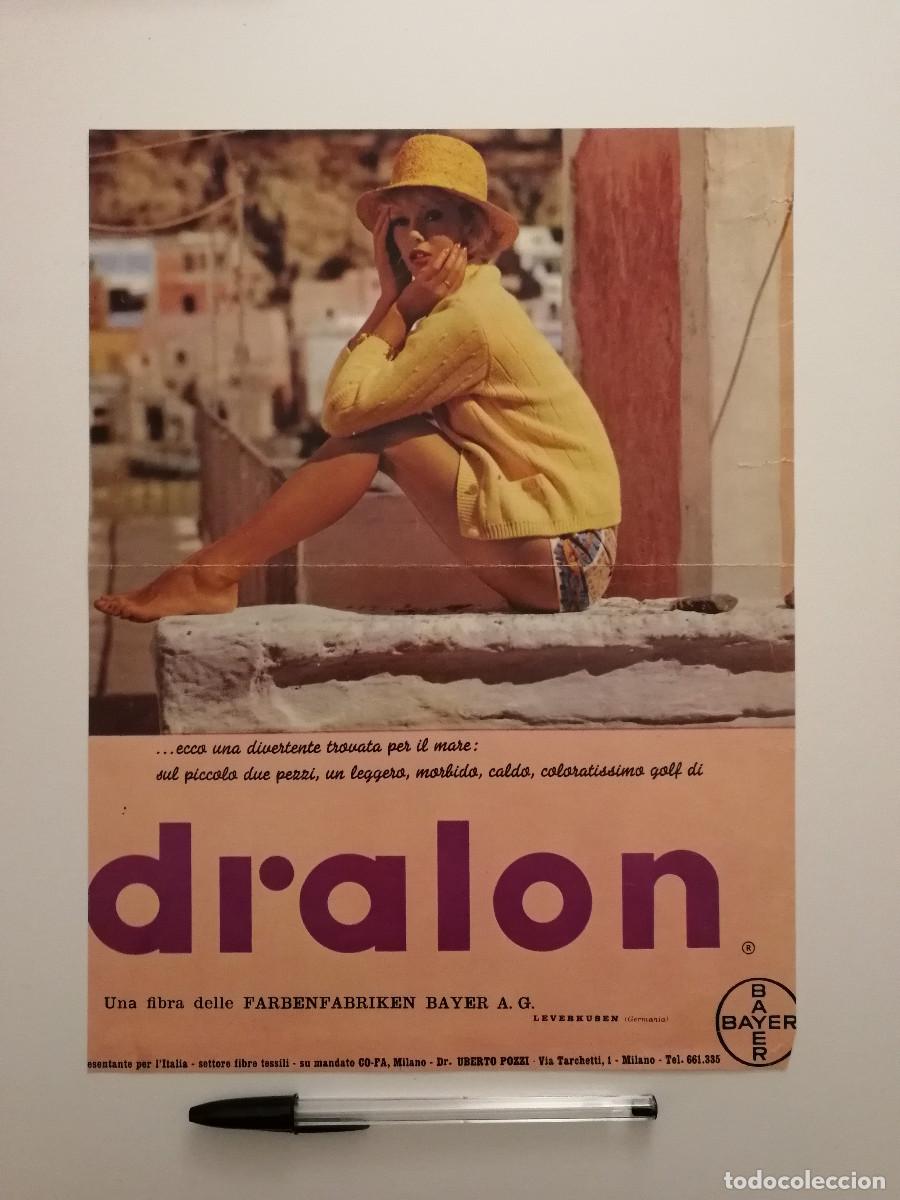 Coleccionismo: ANTIGUO ANUNCIO ENCARTONADO - DRALON FIBRA TEXTIL A&Ntilde;OS 60-70 - BAYER - PUBLICIDAD LAMINA