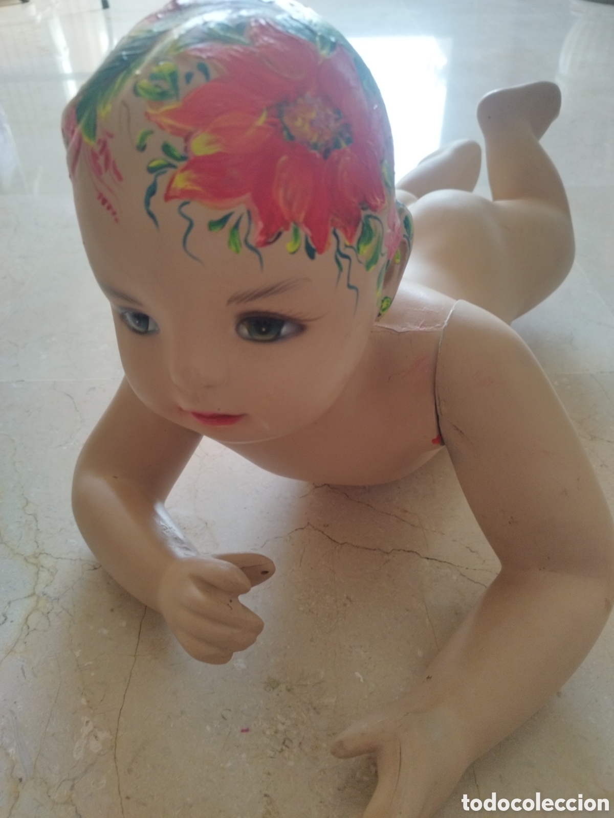 Coleccionismo: Maniqui beb&eacute; con cabeza decorada con acrilicos - Foto 1
