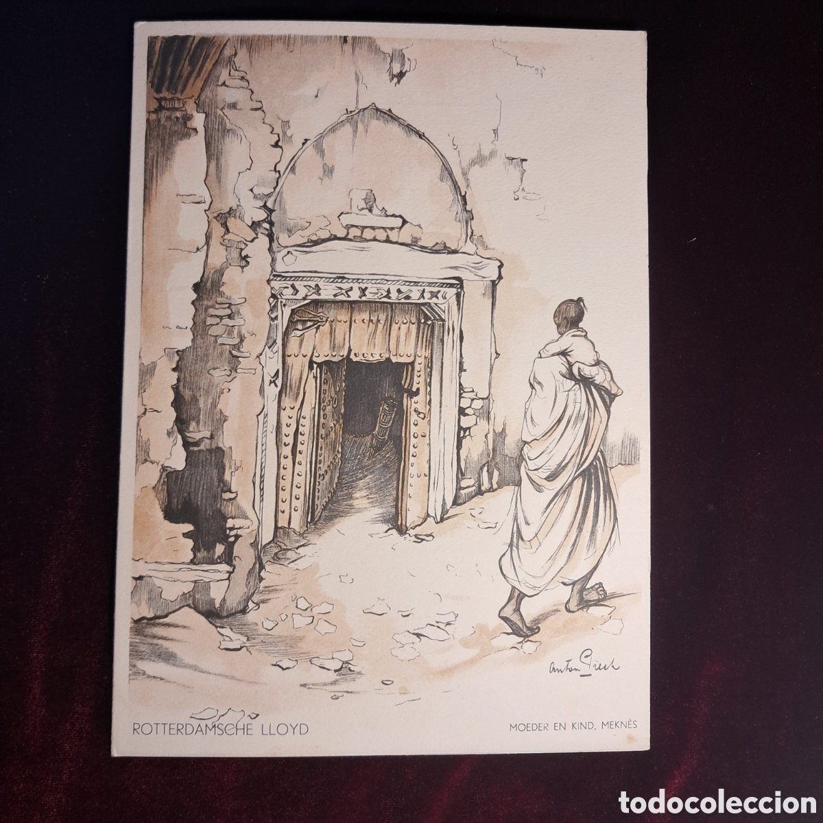Coleccionismo: Men&uacute;/menukaart ilustrado por ANTON PIECK. Rotterdamsche Lloyd. M/v Willem Ruys. 1948
