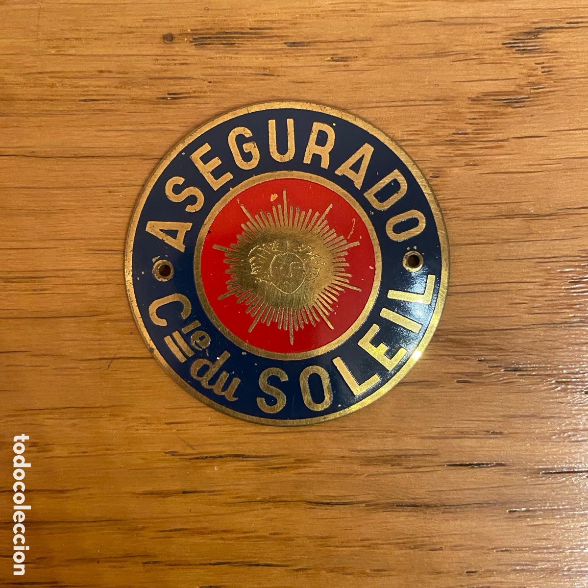 Coleccionismo: Placa Asegurado Compa&ntilde;&iacute;a Le Soleil - Foto 1