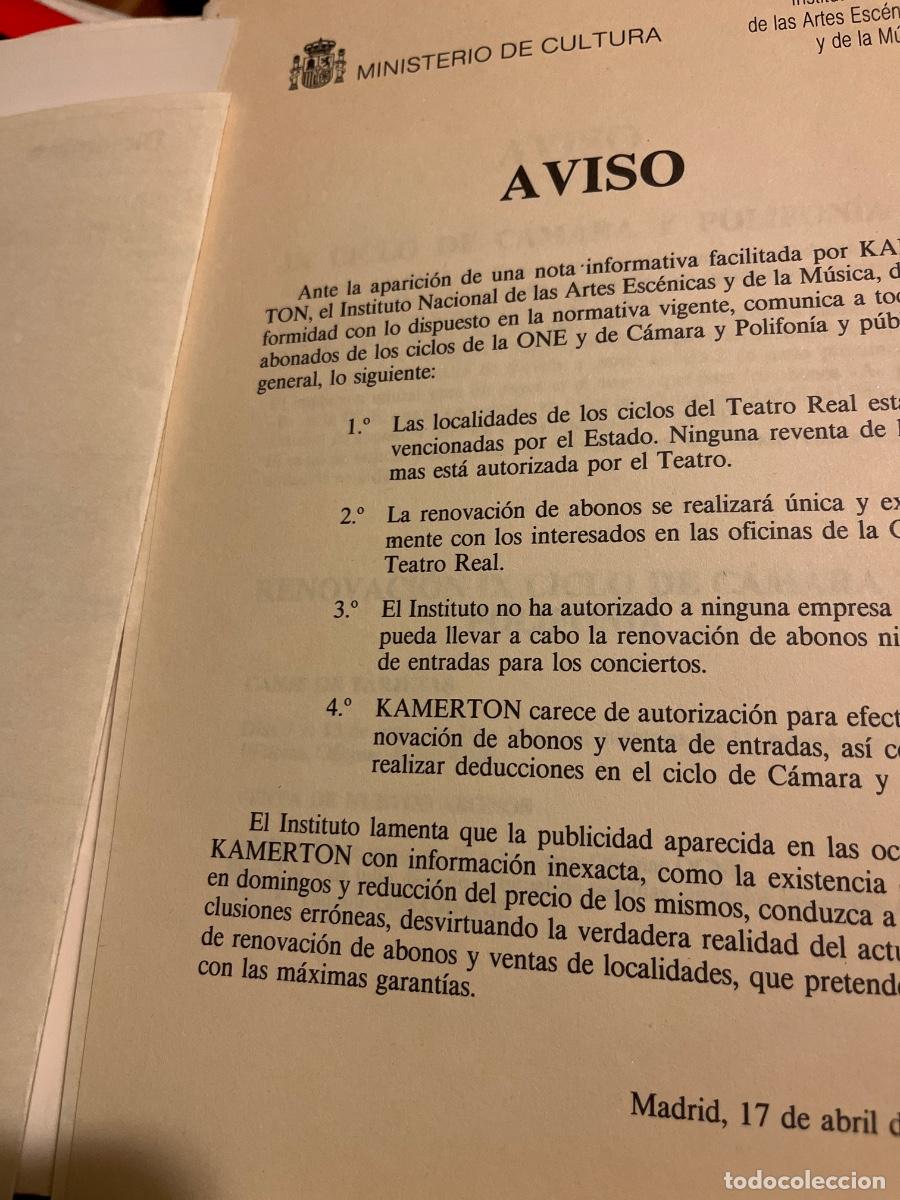 Coleccionismo: 2 programas de mano del Teatro Real, temporada 1985/86 - Foto 3