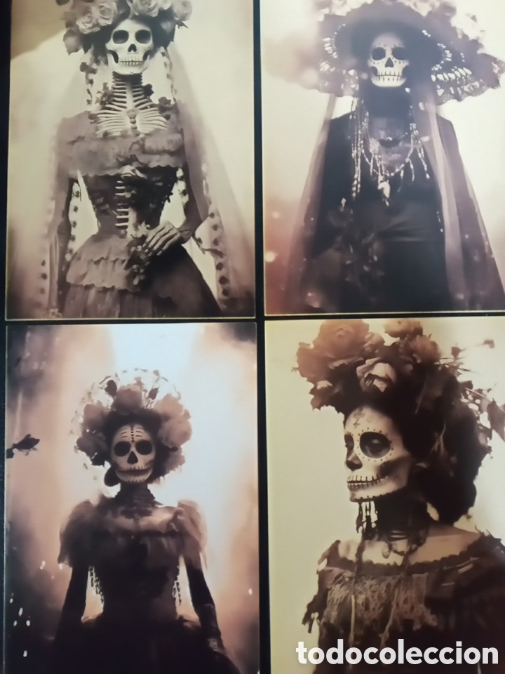 Coleccionismo: Tarjetas calaveras tipo foto antigua