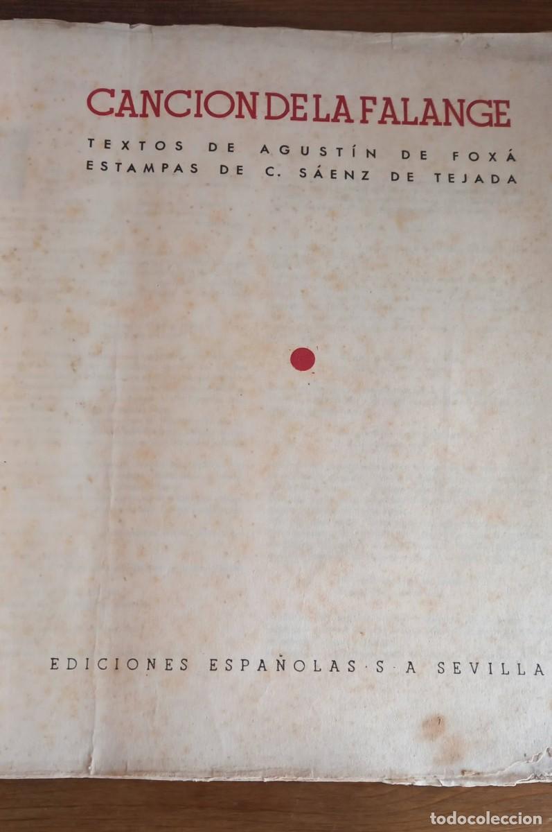 Coleccionismo: CANCI&Oacute;N DE LA FALANGE. AGUST&Iacute;N DE FOX&Aacute; Y C. S&Aacute;ENZ DE TEJADA. EDICIONES ESPA&Ntilde;OLAS. - Foto 2