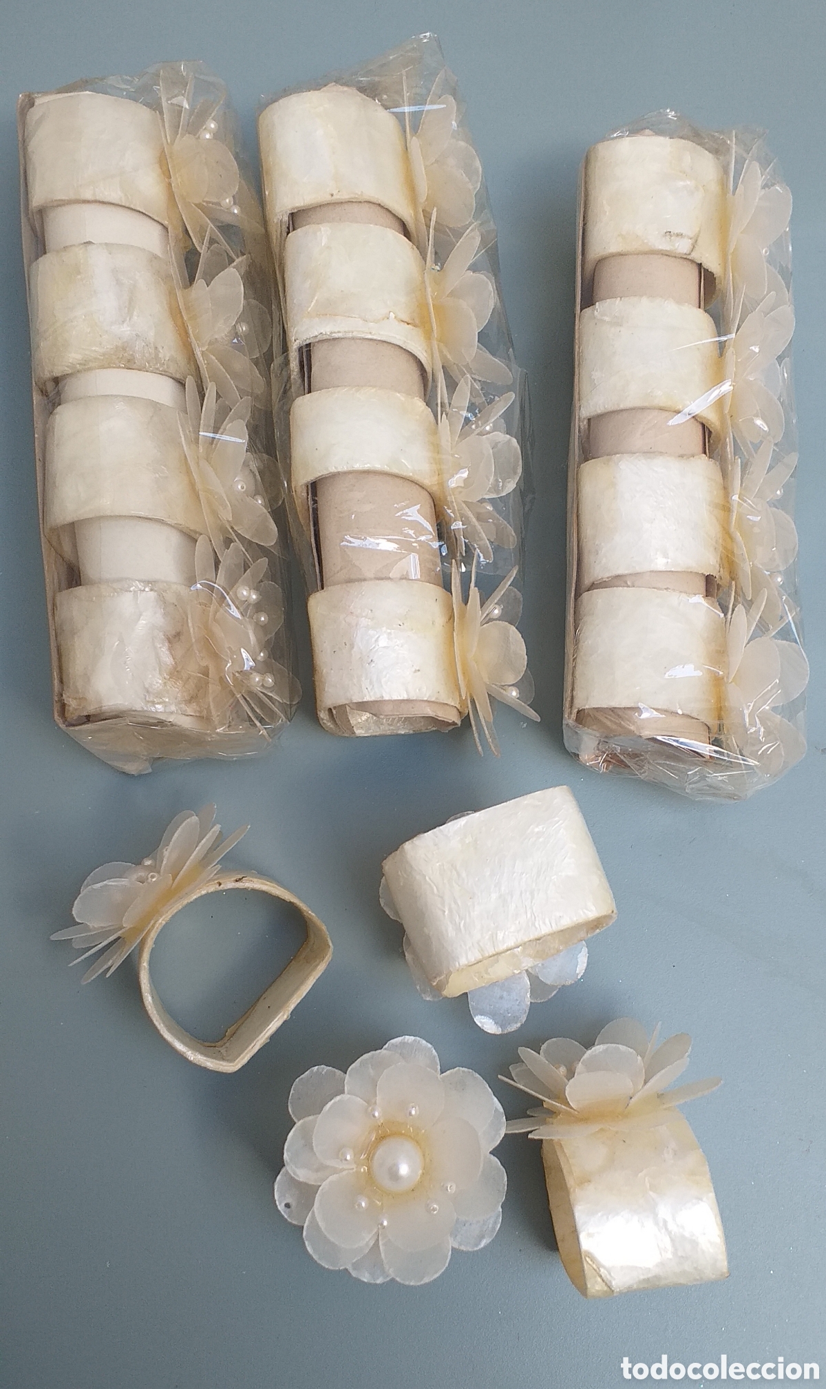 Coleccionismo: 16 servilleteros Nacar, conchas de Capiz - Foto 3
