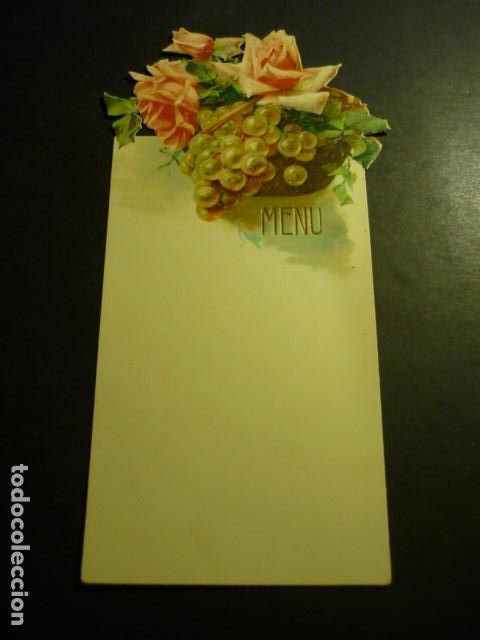 Coleccionismo: MENU CON RACIMO DE UVAS Y ROSAS - Foto 1