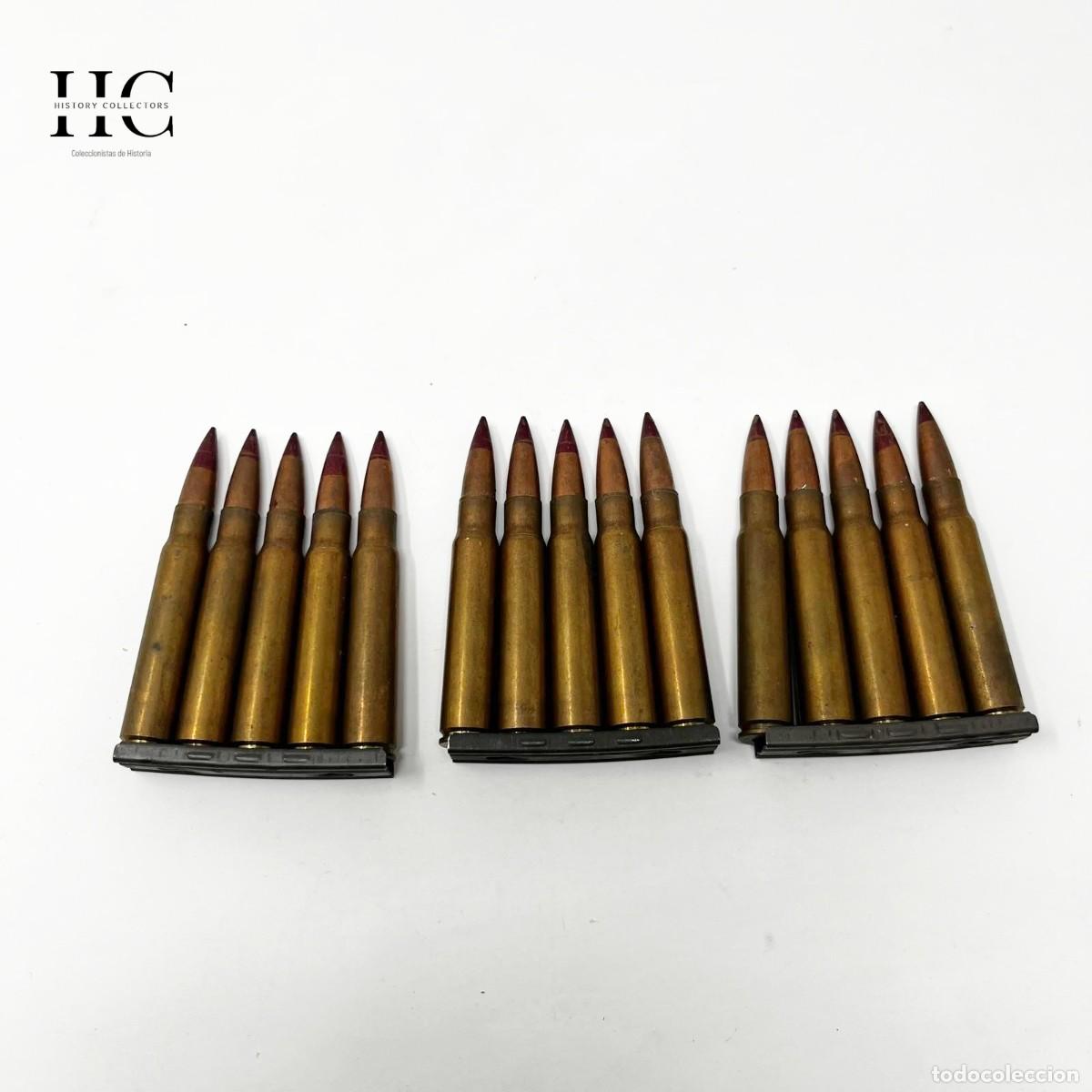 Coleccionismo: Lote 3 peines con munici&oacute;n inerte calibre 7,92&times;57 Mauser &ndash; cartuchos de colecci&oacute;n