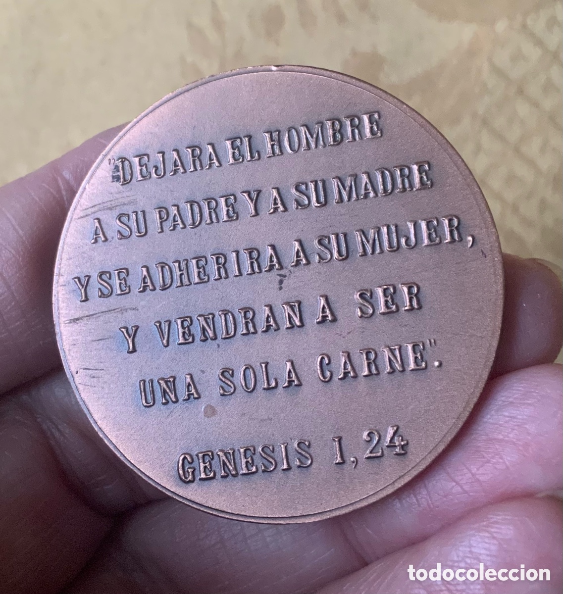 Coleccionismo: MONEDA COBRE CONMEMORATIVA DE BODAS DE ORO - Foto 6