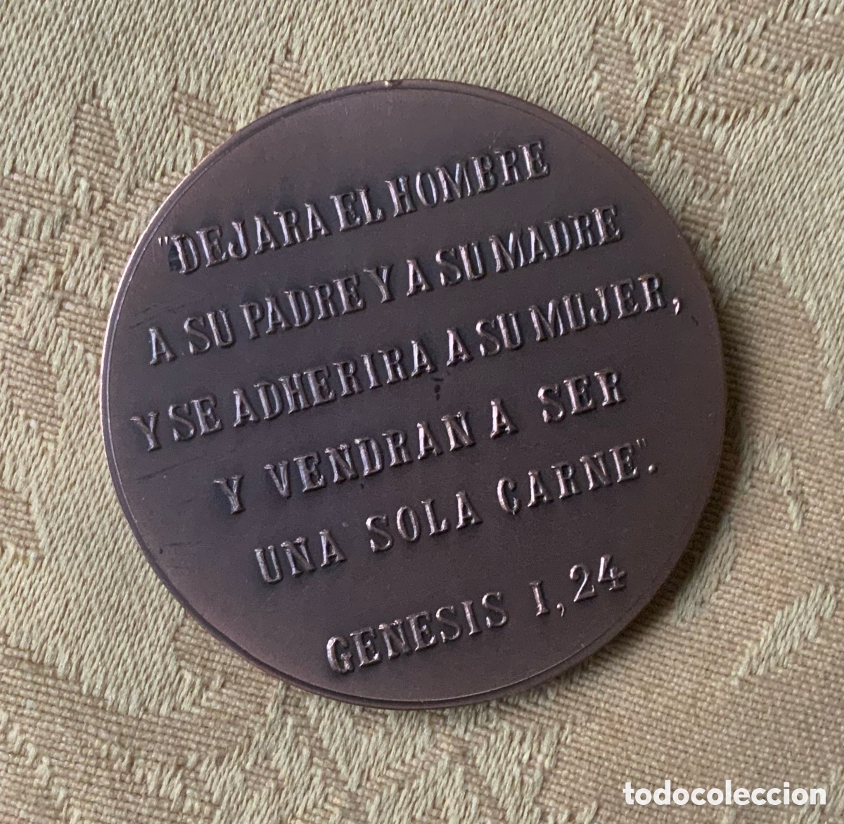 Coleccionismo: MONEDA COBRE CONMEMORATIVA DE BODAS DE ORO - Foto 7