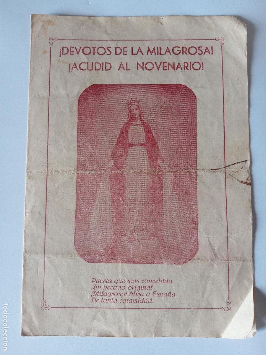 Collecting paper: PROGRAMA DE SOLEMNE NOVENARIO MEDALLA MILAGROSA, 1932. DEVOTOS ACUDID AL NOVENARIO. MURCIA??