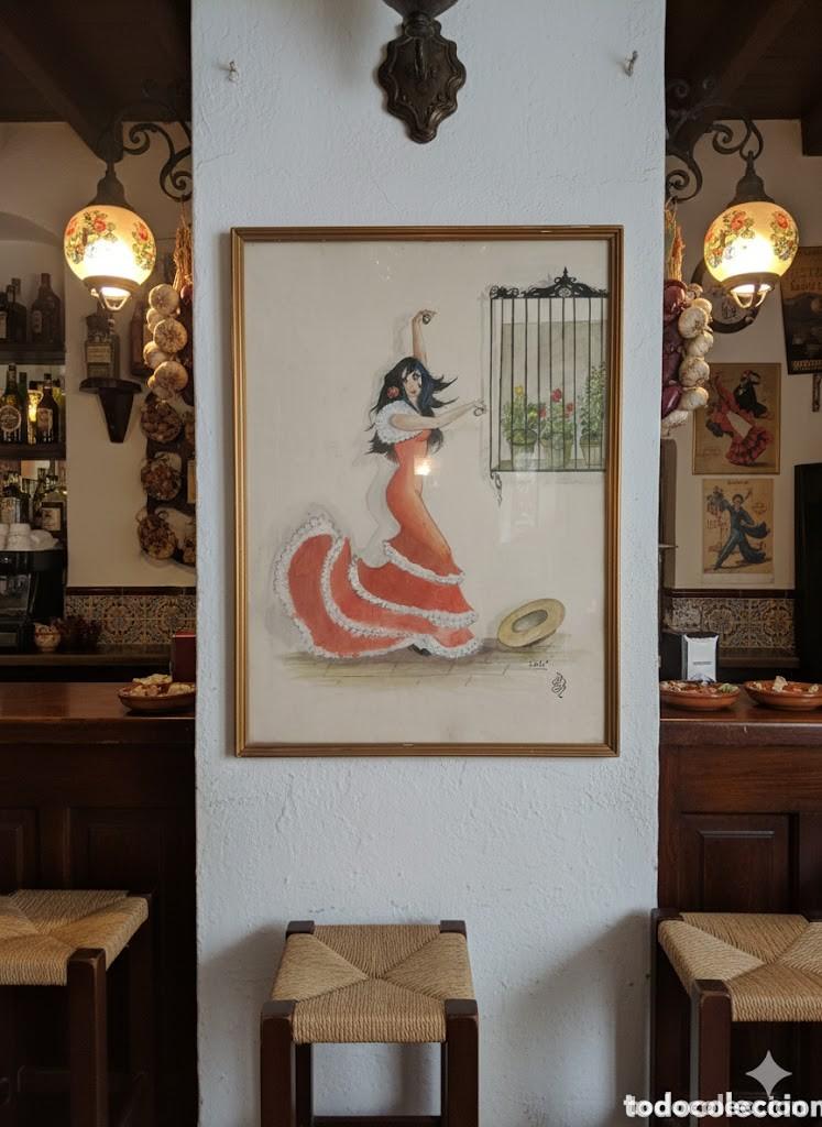 Coleccionismo: Antigua Acuarela Lola, firmada con otro dibujo por detr&aacute;s...52x72 cm..