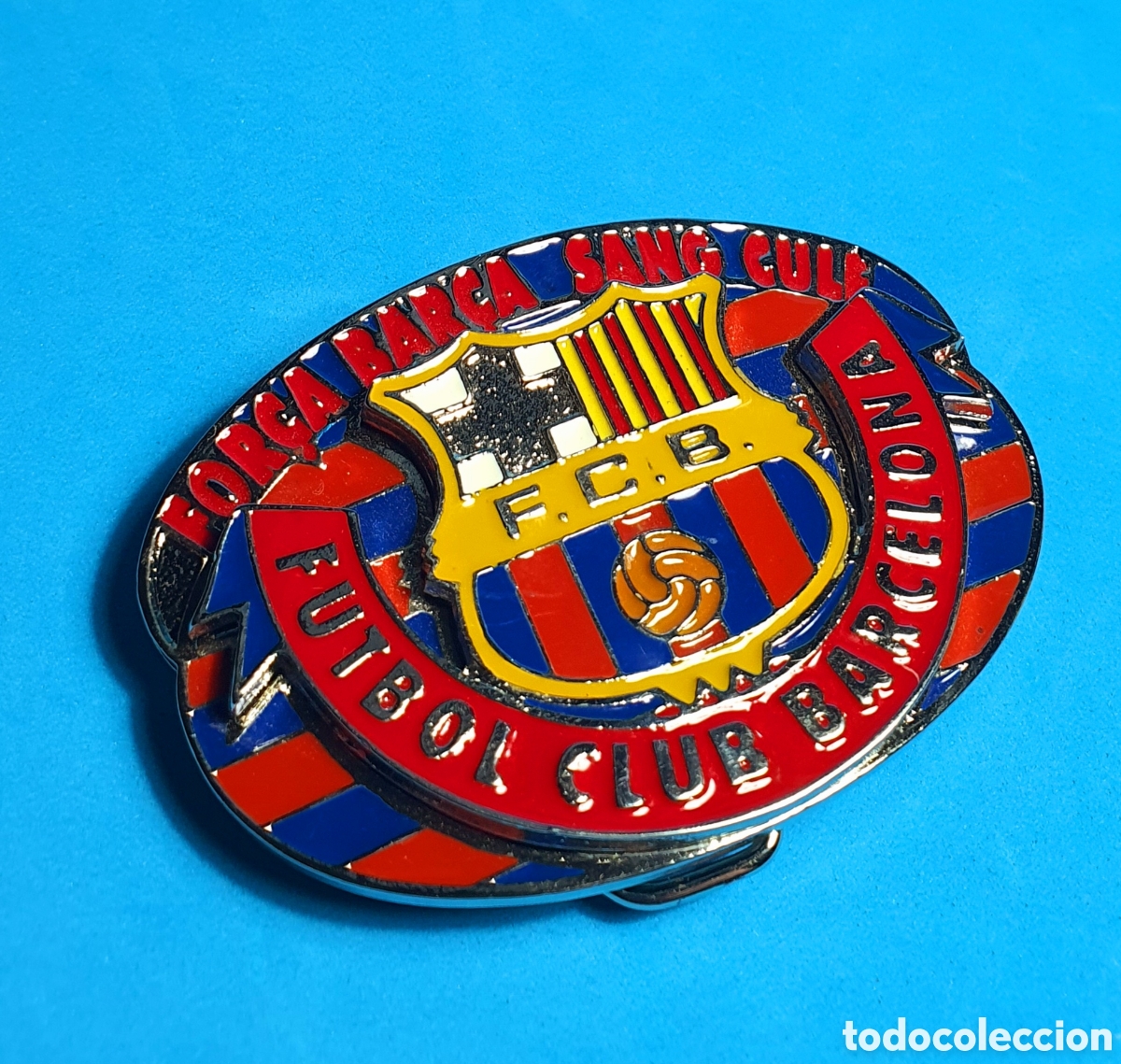 Coleccionismo: HEBILLA DE CINTUR&Oacute;N FUTBOL CLUB BARCELONA - SANG CUL&Eacute; ORIGINAL