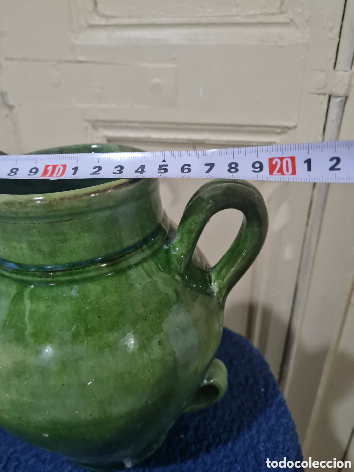 Coleccionismo: Jarra botijo vitrificado en verde - Foto 7