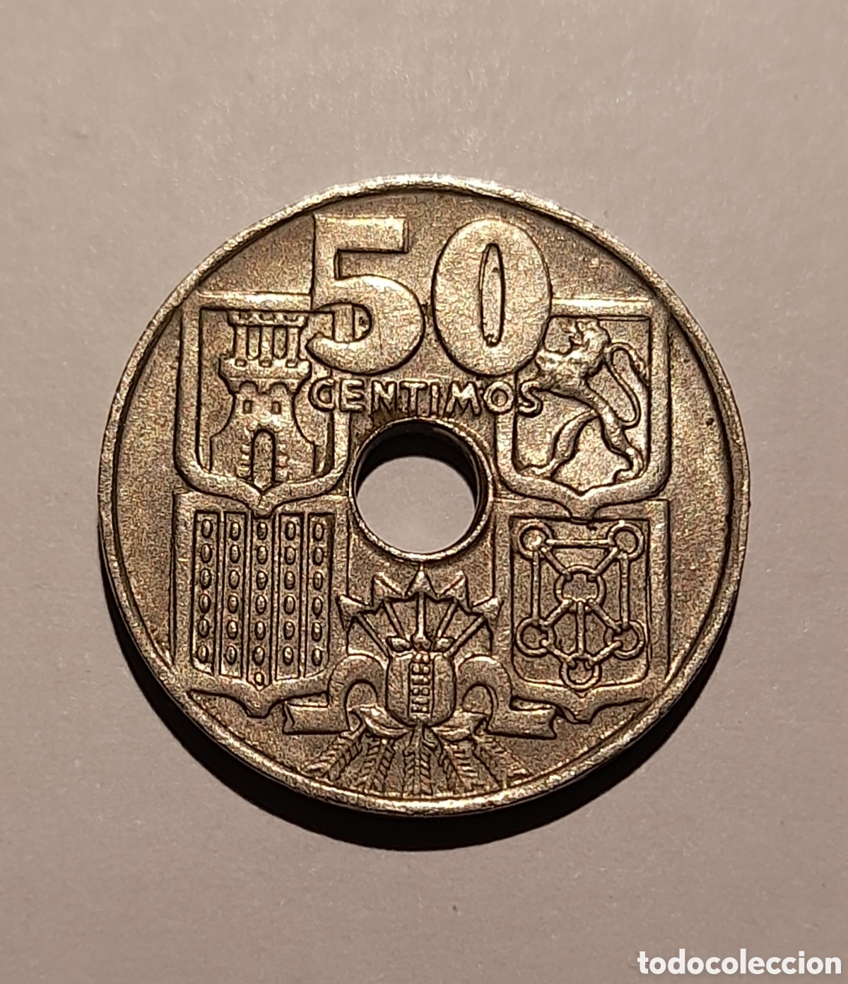 Colecionismo: 50 C&eacute;ntimos 1963 *19 *64 S/C con error ( Exceso Metal). M&aacute;s Monedas en mi perfil.