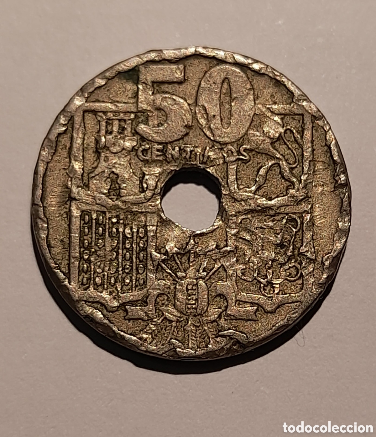 Coleccionismo: 50 C&eacute;ntimos Franco 1949 *19 *52 S/C con errores. M&aacute;s Monedas en mi perfil.