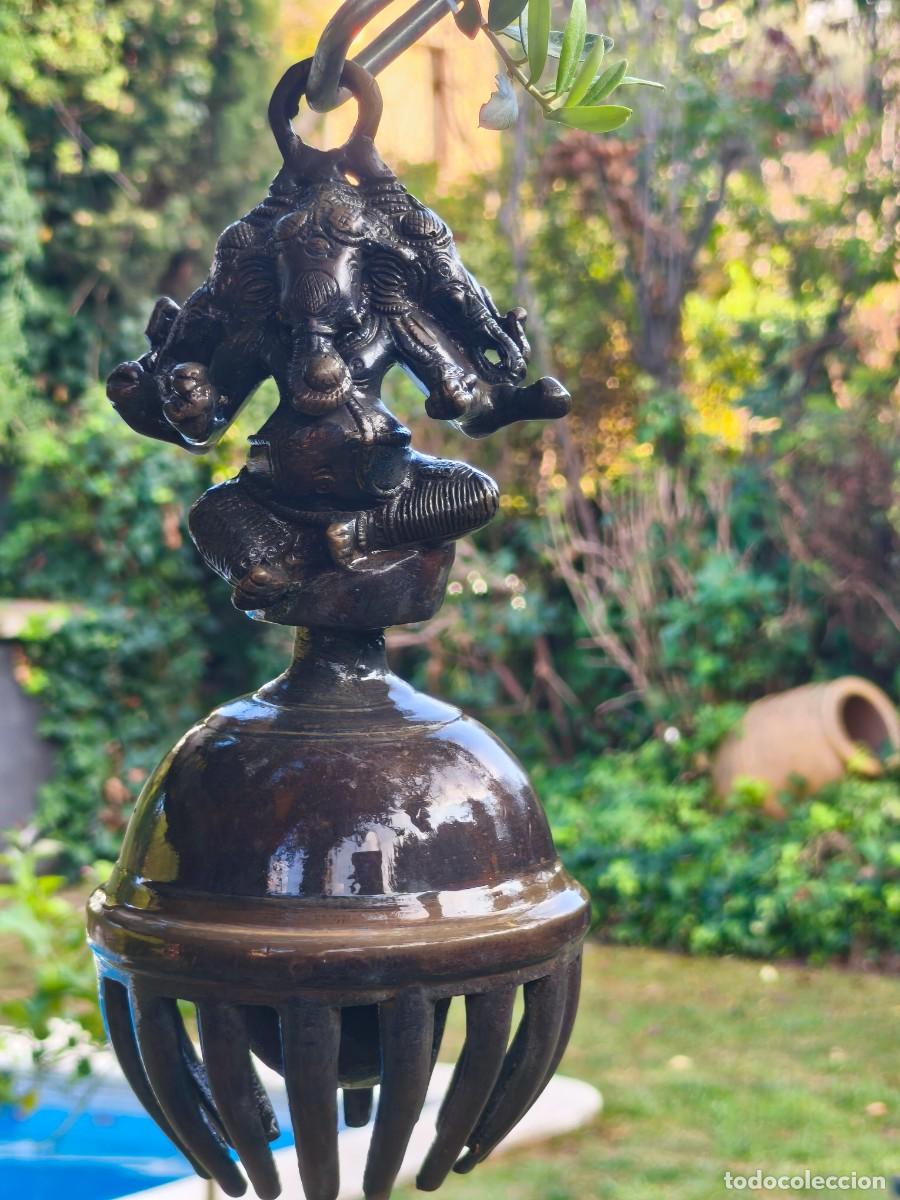Coleccionismo: Figura colgante de Ganesha en bronce