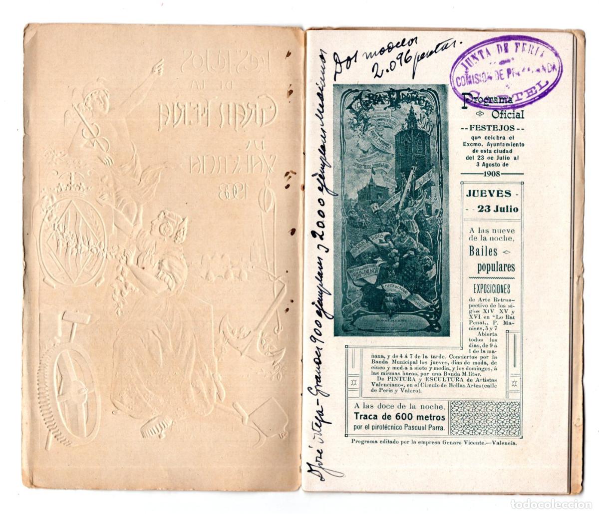 Coleccionismo: PROGRAMA. FESTEJOS DE LA GRAN FERIA DE VALENCIA 1908. - Foto 2