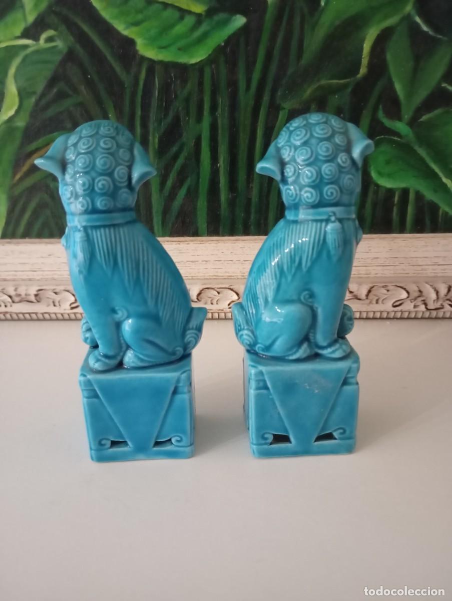 Coleccionismo: Figuras de perros foo azules turquesa. - Foto 3