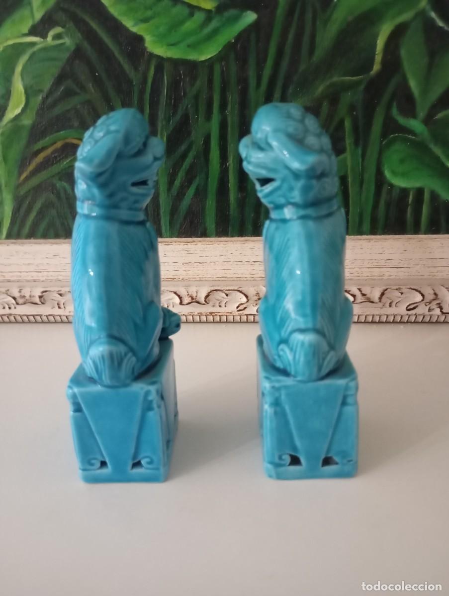 Coleccionismo: Figuras de perros foo azules turquesa. - Foto 4