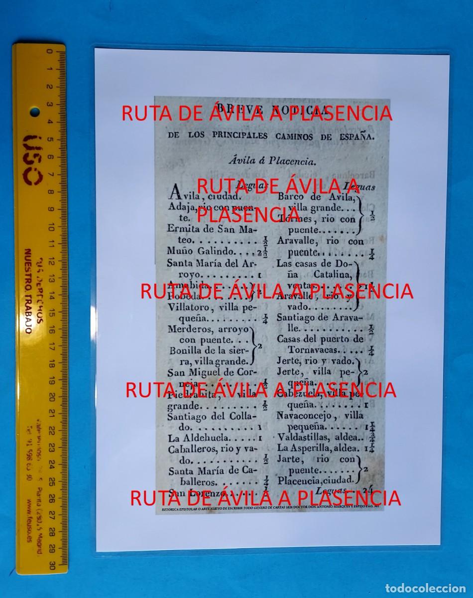 Collecting paper: L&Aacute;MINA CON LA RUTA DE &Aacute;VILA A PLASENCIA PLASTIFICADA Procedente del libro Ret&oacute;rica epistolar