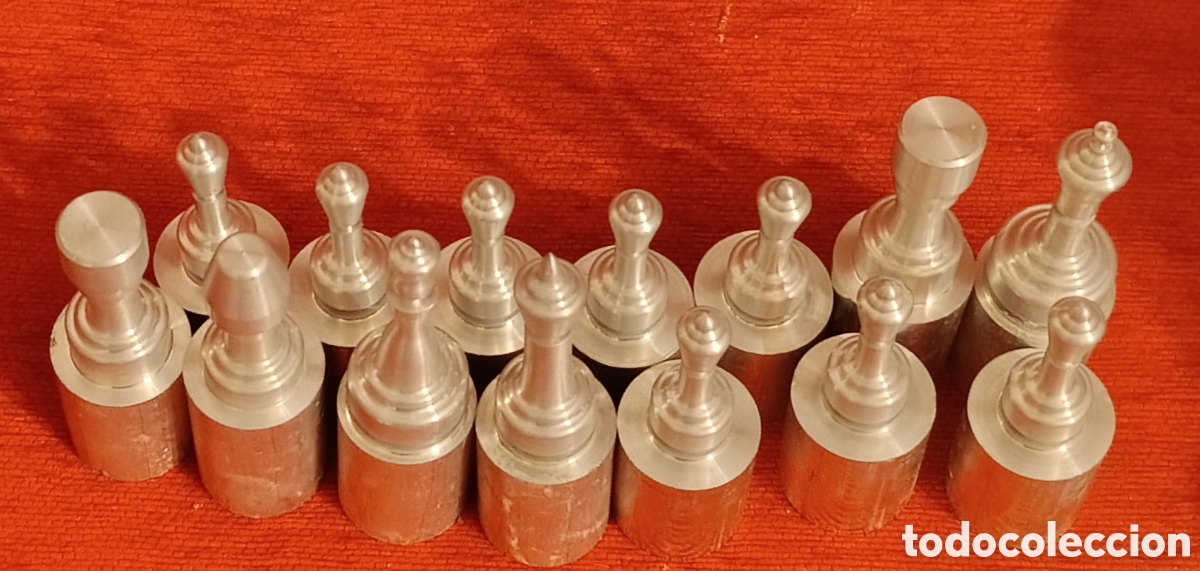 Coleccionismo: 15 FIGURAS DE AJEDREZ TORNEADAS EN ALUMINIO - Foto 1