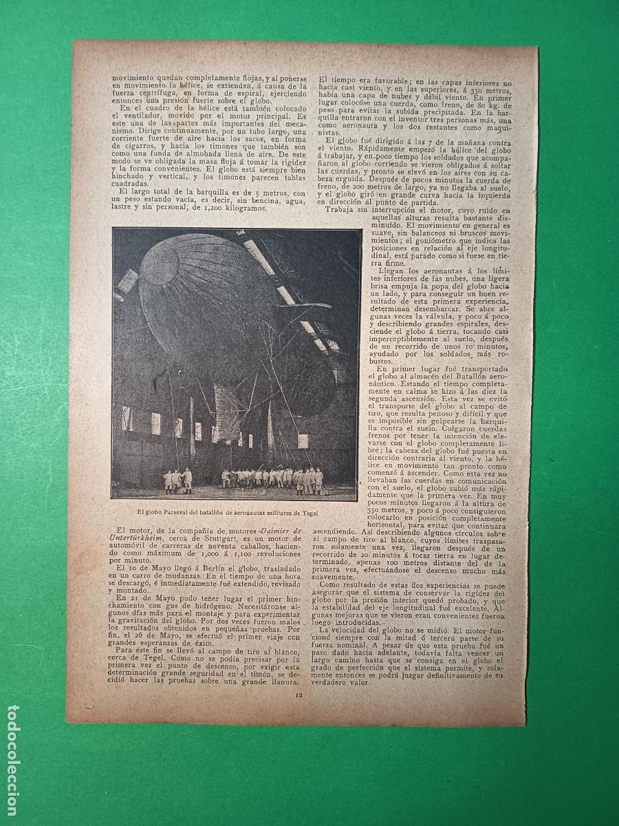 Coleccionismo: GLOBO DIRIGIBLE ALEM&Aacute;N DE PASERVAL - 25/11/1906 - Foto 2