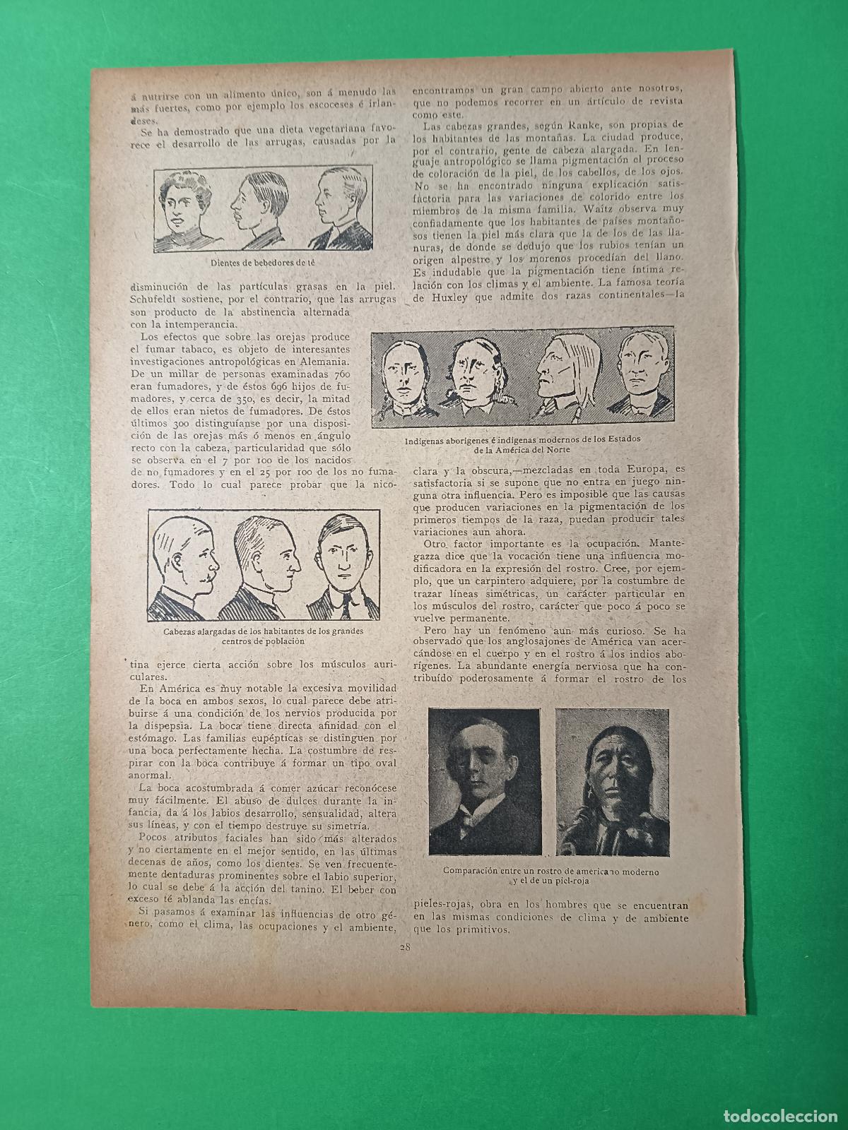 Coleccionismo: EFECTOS DE LA DIETA Y EL CLIMA EN EL ROSTRO - 25/11/1906 - Foto 3