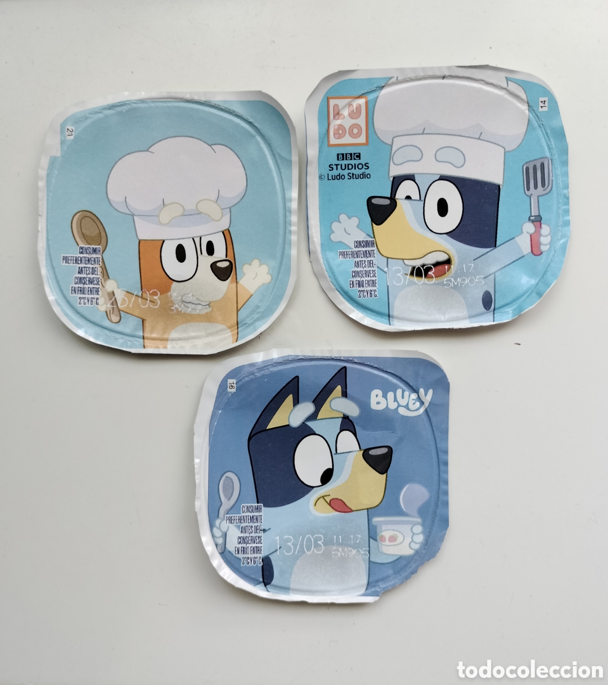 Coleccionismo: 3 TAPAS YOGURT DANONE LUDO BBC STUDIOS 2025 2026 - Foto 1
