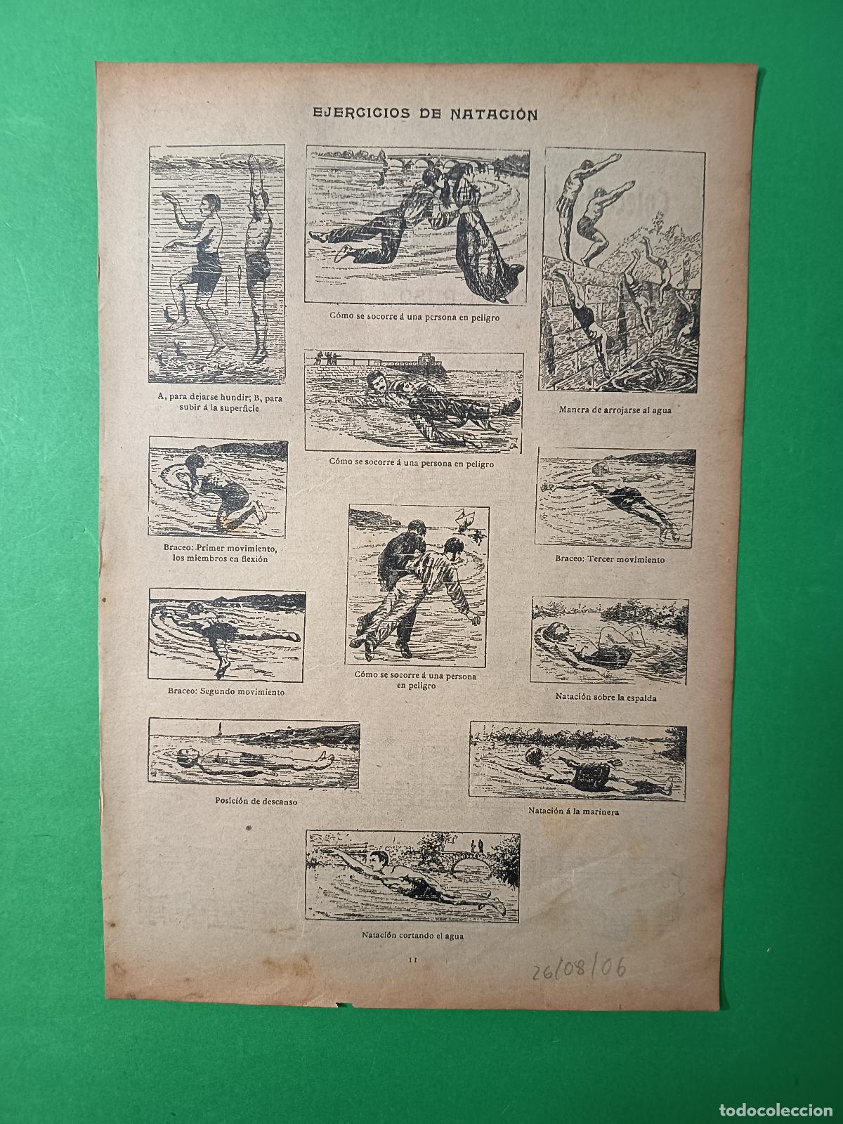 Coleccionismo: EJERCICIOS DE NATACI&Oacute;N - - 26/08/1906 - Foto 1