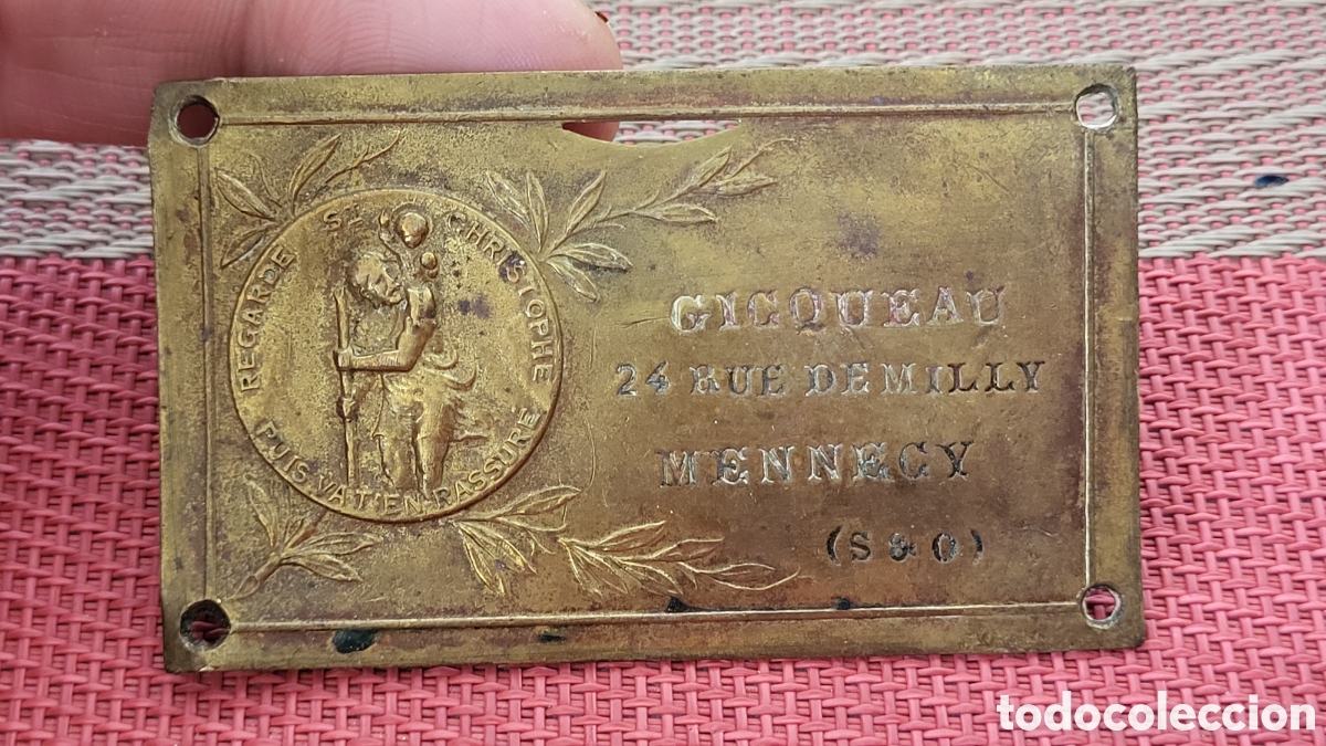 Coleccionismo: Antigua placa de lat&oacute;n