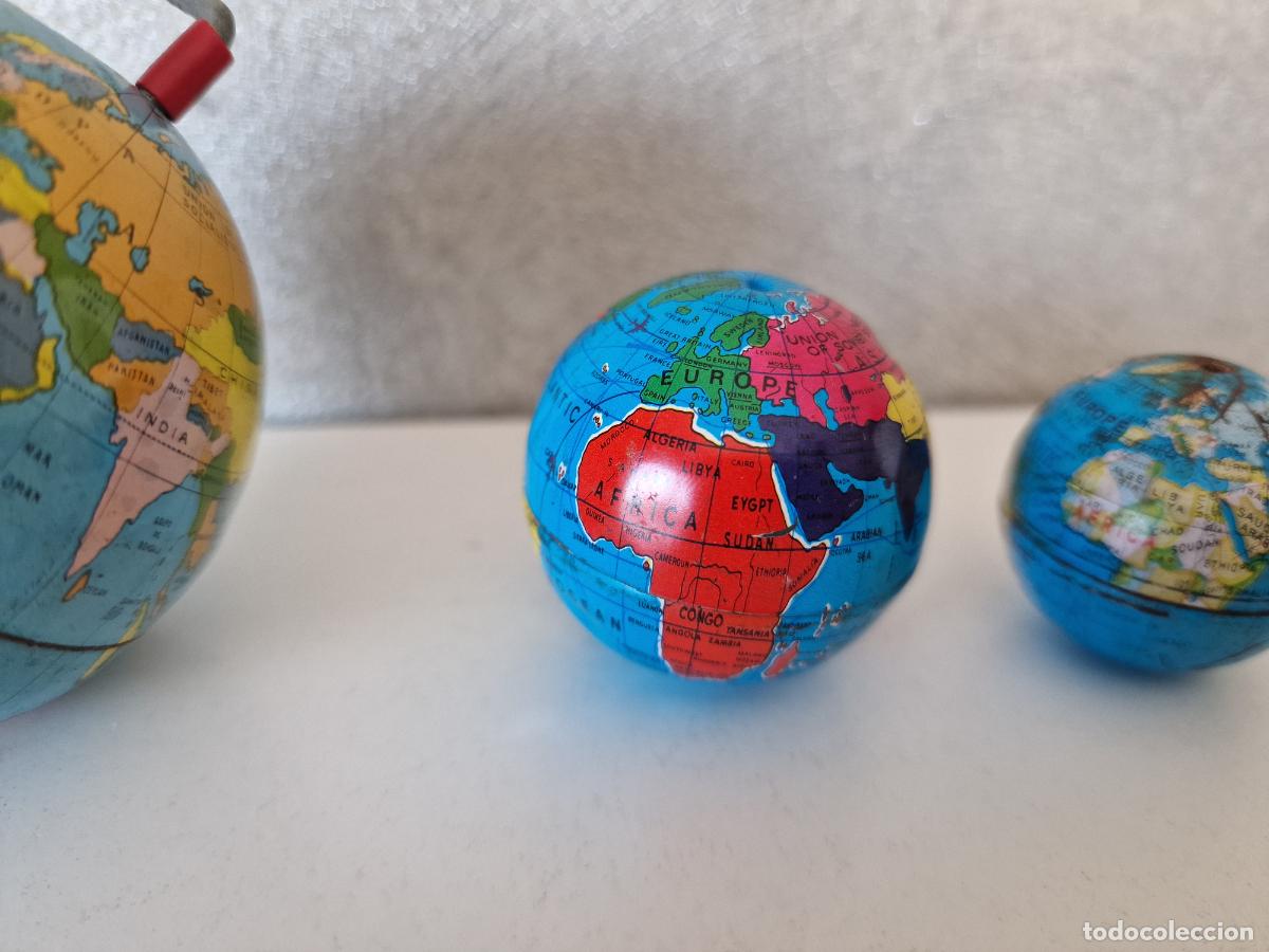 Coleccionismo: PEQUE&Ntilde;OS GLOBOS TERRAQUEOS DE METAL - Foto 3