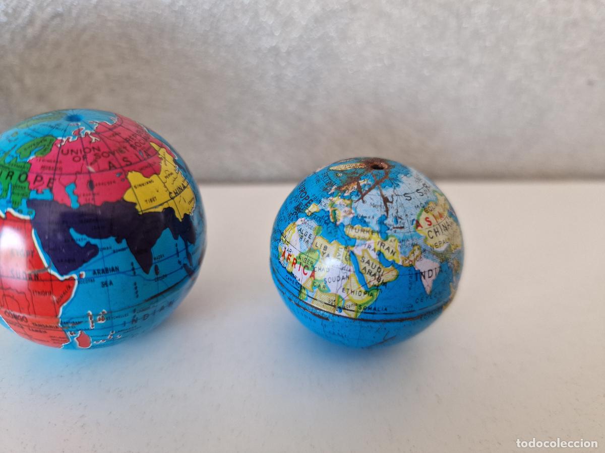 Coleccionismo: PEQUE&Ntilde;OS GLOBOS TERRAQUEOS DE METAL - Foto 4
