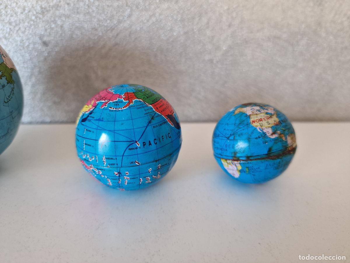 Coleccionismo: PEQUE&Ntilde;OS GLOBOS TERRAQUEOS DE METAL - Foto 5