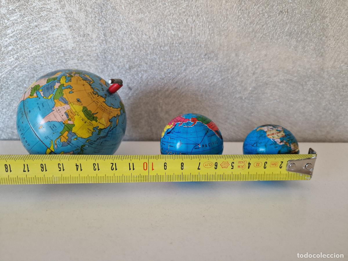 Coleccionismo: PEQUE&Ntilde;OS GLOBOS TERRAQUEOS DE METAL - Foto 8