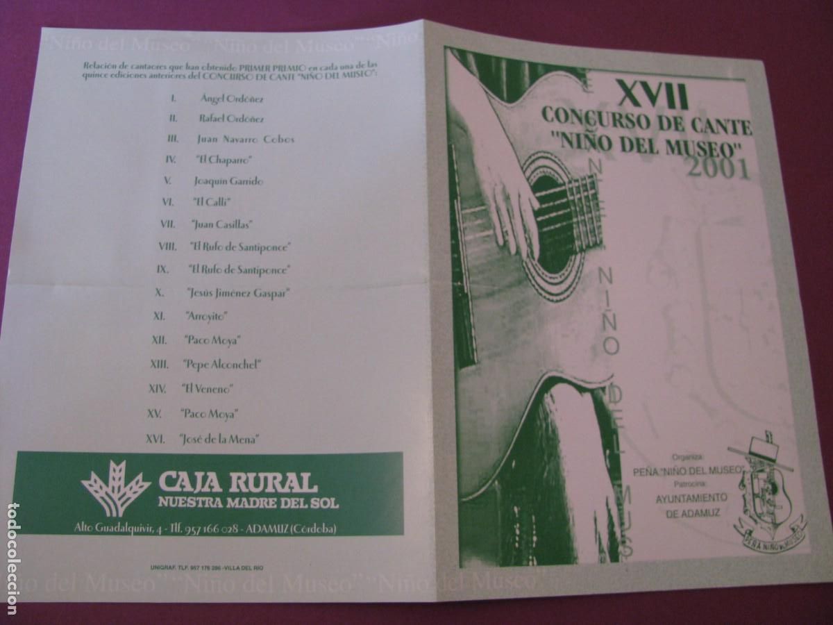 Coleccionismo: Programa XVI edici&oacute;n del Concurso de Cante Ni&ntilde;o del Museo 2001. Adamuz