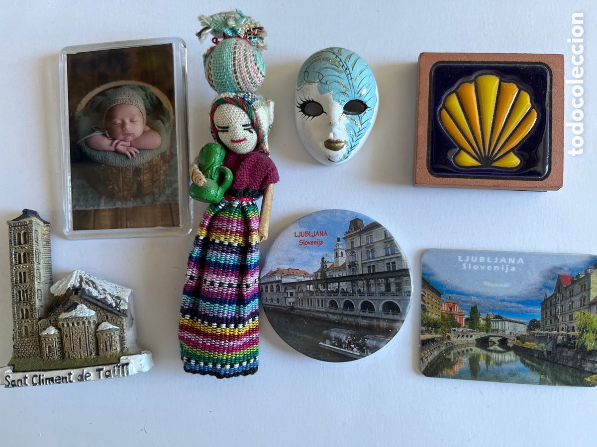 Coleccionismo: Imanes de nevera. Lote de 7 imanes: Taull, Slovenia Ljubljana, camino santiago, ni&ntilde;o, mu&ntilde;eco per&uacute;