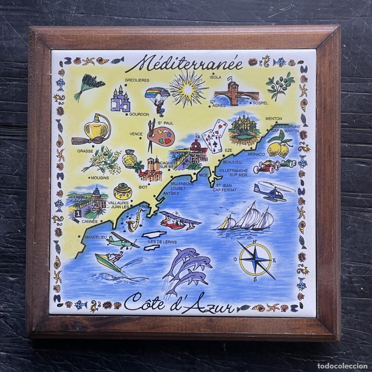Coleccionismo: SALVAMANTEL CERAMICA 15x15 cm - COSTA AZUL