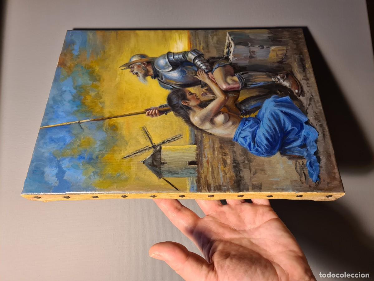 Coleccionismo: DON QUIJOTE Y LA HIJA DEL MOLINERO. OLEO EROTICO ANONIMO. 33X24 CM. PINTURA DE GABINETE