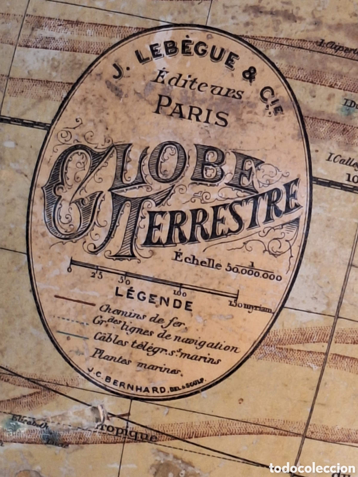 Coleccionismo: Globo Terrestre &rdquo;J. Leb&eacute;gue & Cie&rdquo; - Foto 7