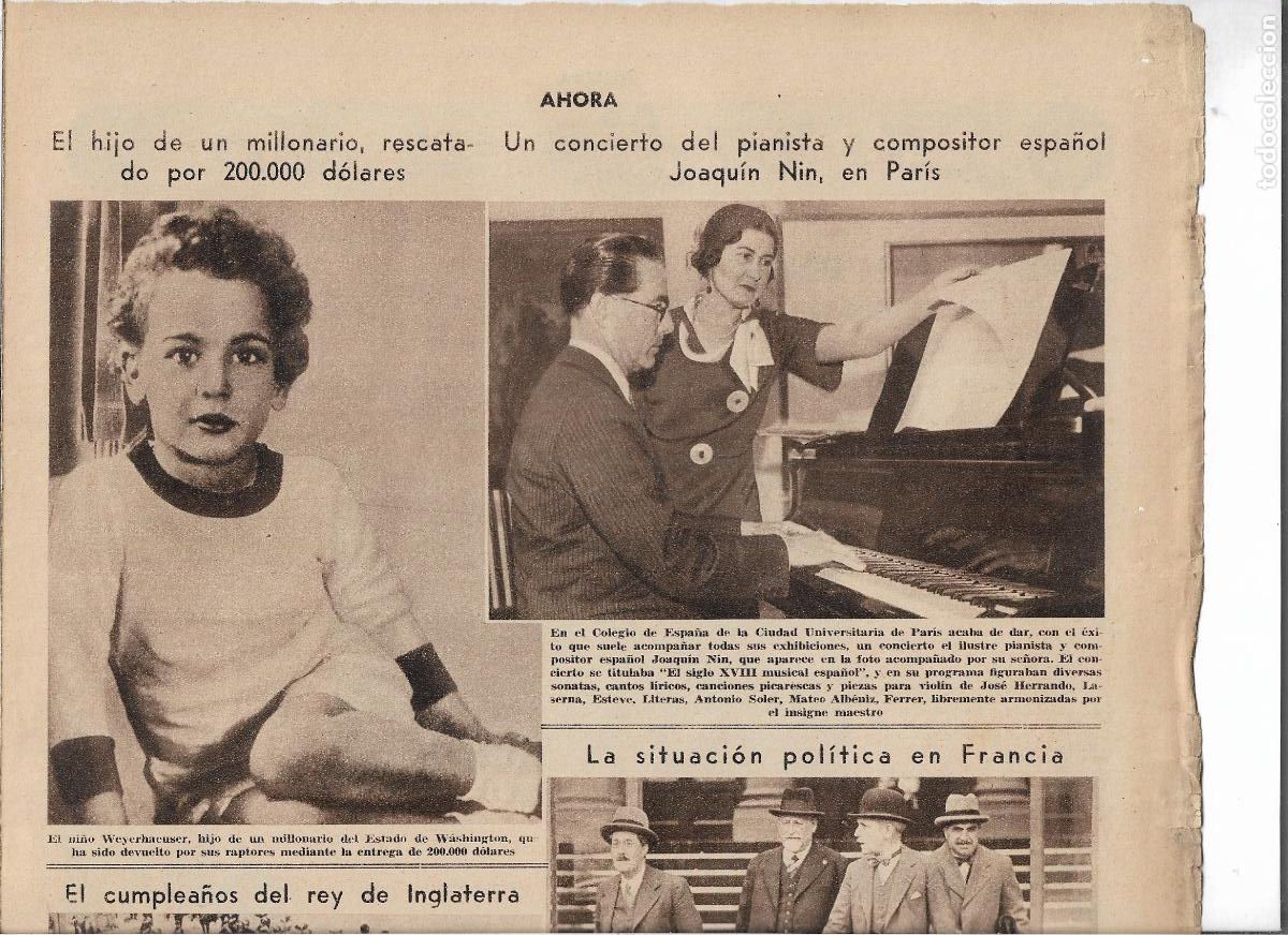Coleccionismo: A&Ntilde;O 1932 RECORTE PRENSA MUSICA CONCIERTO JOAQUIN PIANISTA Y COMPOSITOR EN PARIS