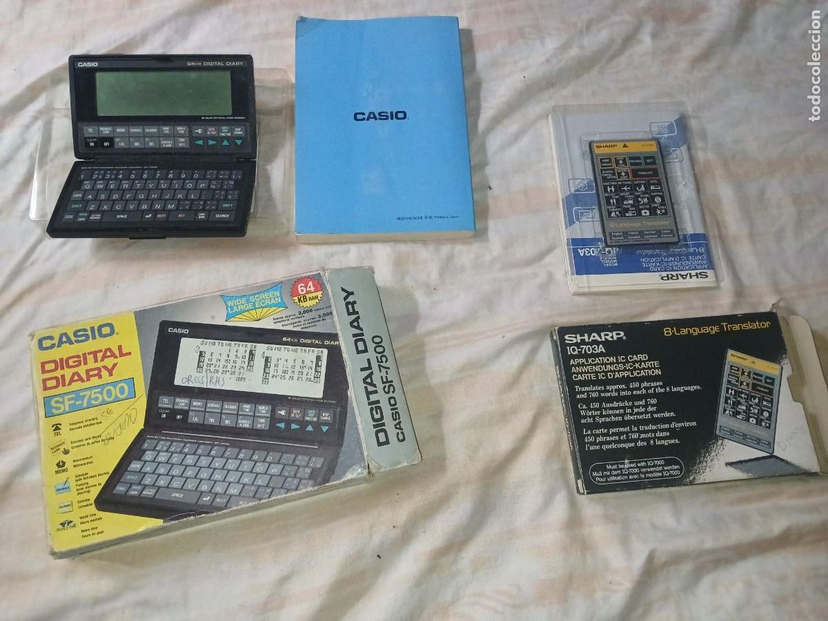 Collectionnisme: Antigua agenda casio digital diary SF-7500 (24&euro;).SHARP IQ-703A(15&euro;) caja original
