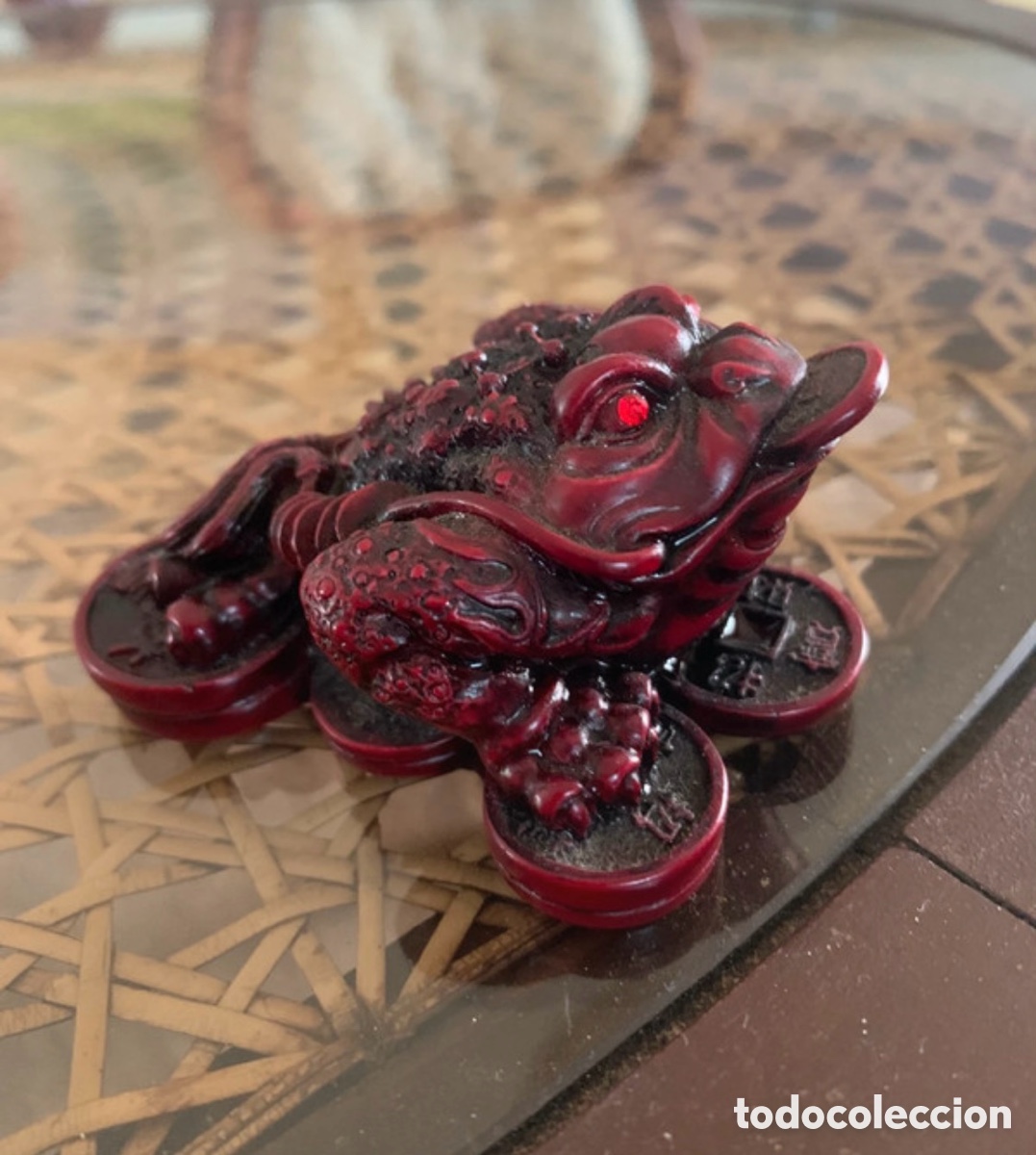 Sammeln: Figura rana del dinero Feng Shui sobre monedas