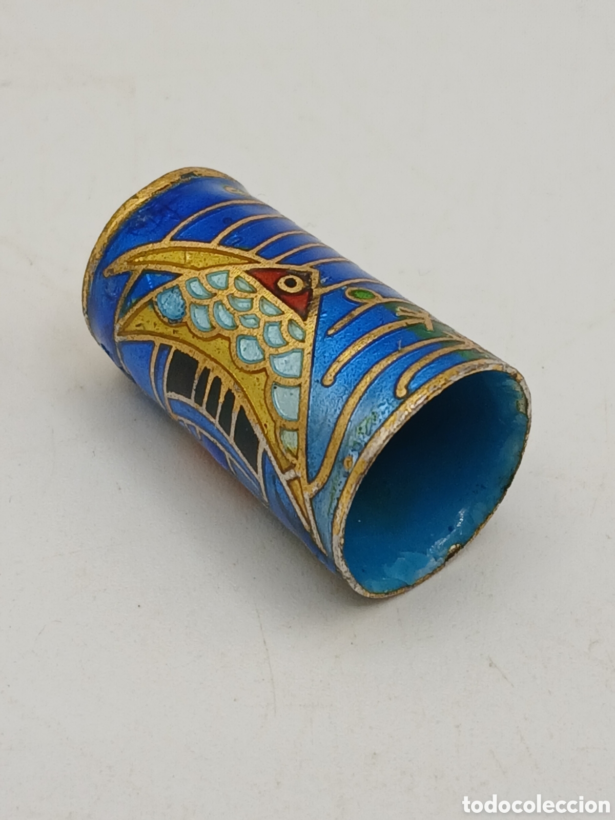 Coleccionismo: Dedal lat&oacute;n esmalte cloisonne - Foto 3