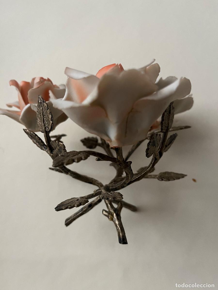 Coleccionismo: Flores capodimonte base metal - Foto 2