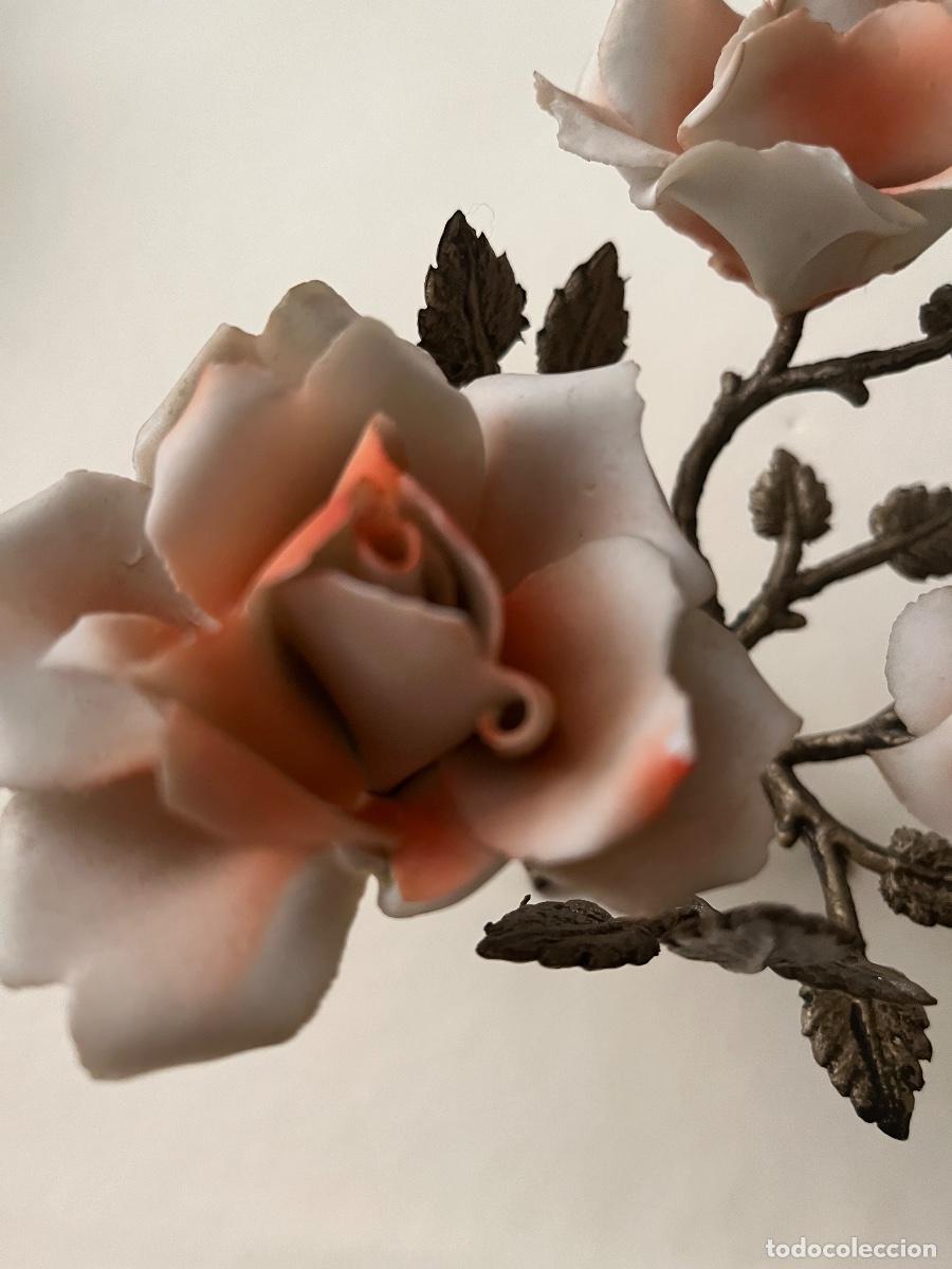 Coleccionismo: Flores capodimonte base metal - Foto 4