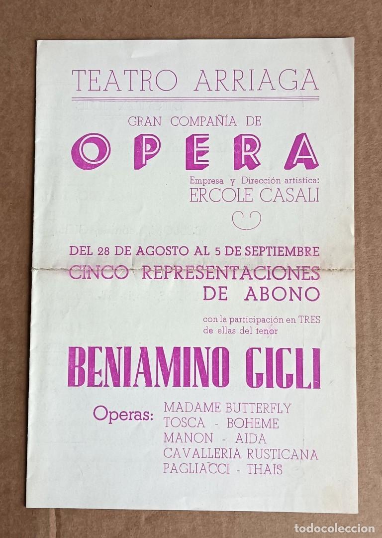 Collezionismo: Programa TEATRO ARRIAGA - &Oacute;pera - BENIAMINO GIGLI